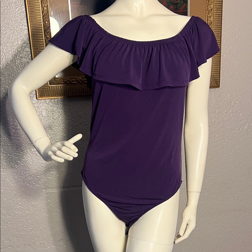 Elegant Purple Ruffle Bodysuit